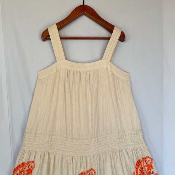 Anthropologie Felicity Light Tan Orange Embroidered Paisley Maxi Dress Size 2X - Picture 5 of 17